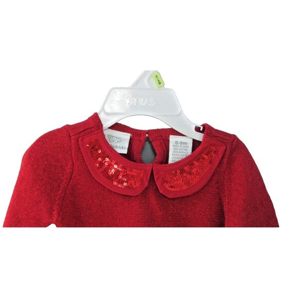 Koala Kids Girls 0 to 3 Months Red Long Sleeve Sequin Peplum Tunic Top New - Picture 3 of 7
